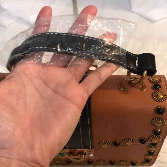 Izzy K Faux Leather Studded Satchel w/Removable - Picture 6 of 9